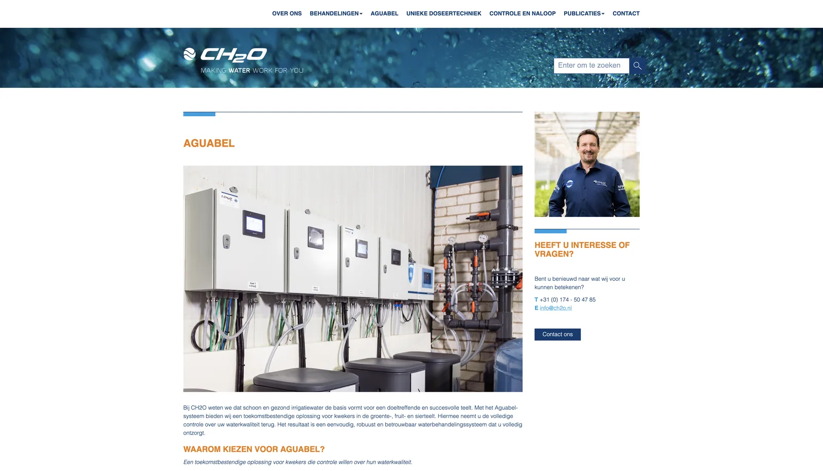 Een heldere productpagina voor CH2O Aguabel